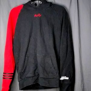 S HYPR Black and Red Embroidered Pullover Hoodie